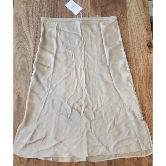Anine Bing Skirt Womens XL Beige 100% Silk Slip Midi A-Line Minimalist Style - Picture 1 of 11